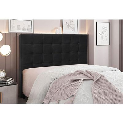 Cabeceira Cama Box King 195 Cm Verona Veludo S04 Cor Preto