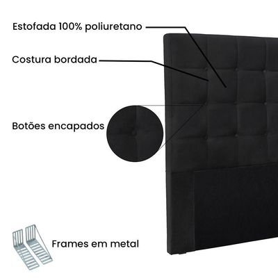 Cabeceira Cama Box King 195 Cm Verona Veludo S04 Cor Preto
