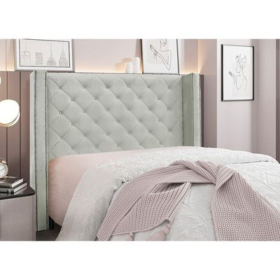 Cabeceira Cama Box King 195 Cm Vicenza Veludo S04 Cor Prata