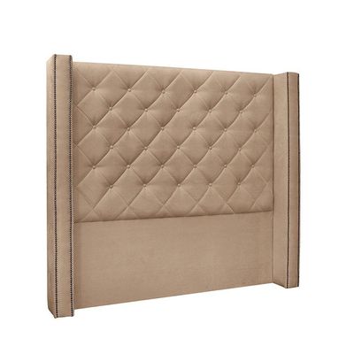 Cabeceira Cama Box Solteiro 90cm e Recamier Vicenza Suede S04 Cor Bege
