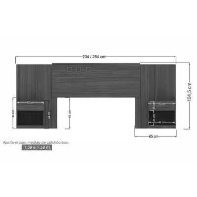 Cabeceira Cama Box Madeirado Cor Jatoba Casal com Gavetas Plus Jatoba - Santos Andirá