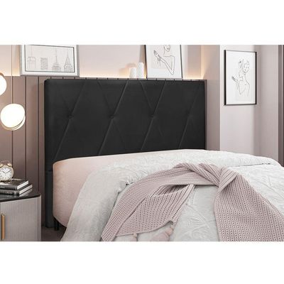 Cabeceira Cama Box Solteiro 90 Cm Aquilla Veludo S04 - D'rossi Cor Preto