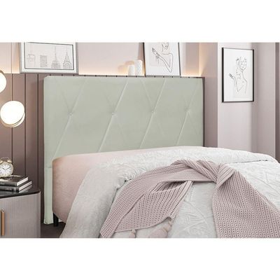 Cabeceira Cama Box Solteiro 90 Cm Aquilla Veludo Prata S04 - D'rossi