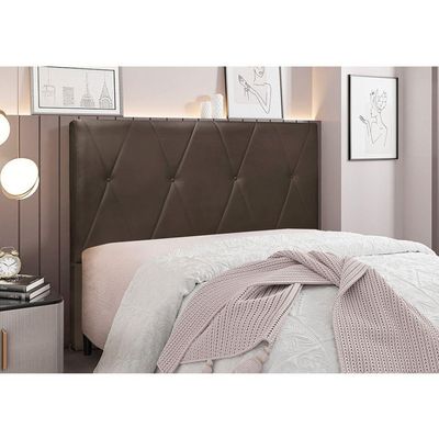 Cabeceira Cama Box King 195 Cm Aquilla Veludo S04 - D'rossi Cor Marrom