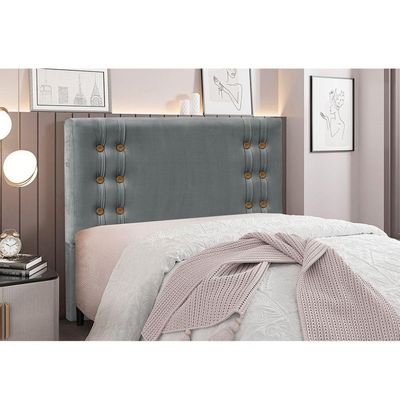 Cabeceira Cama Box Queen 160 Cm Gênova Veludo Cinza S04 - D'rossi