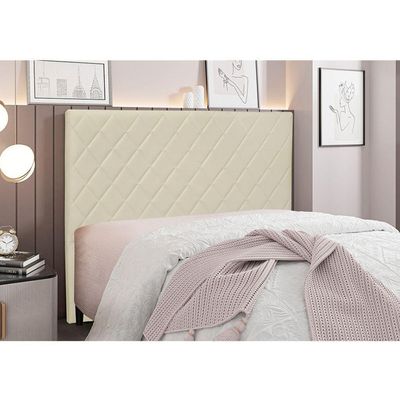 Cabeceira Cama Box King 195 Cm Dubai Veludo S04 - D'rossi Cor Bege