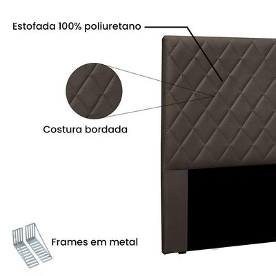 Cabeceira Cama Box Solteiro 90 Cm Dubai Veludo Marrom S04 - D'rossi