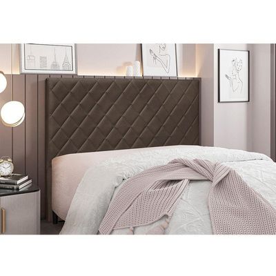 Cabeceira Cama Box Solteiro 90 Cm Dubai Veludo Marrom S04 - D'rossi