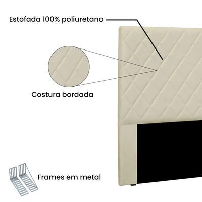 Cabeceira Cama Box King 195 Cm Dubai Veludo S04 - D'rossi Cor Bege