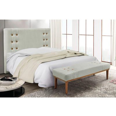 Cabeceira Cama Box Queen 160cm E Recamier Gênova Veludo Prata S04 - D'rossi