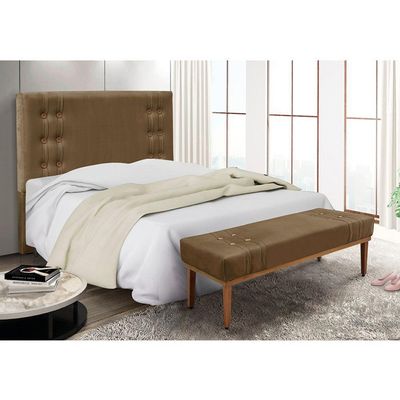 Cabeceira Cama Box King 195cm E Recamier Gênova Suede Caramelo S04 - D'rossi