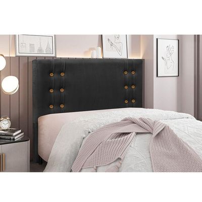Cabeceira Cama Box King 195 Cm Gênova Veludo S04 - D'rossi Cor Preto