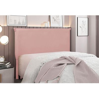 Cabeceira Cama Box Queen 160 Cm Garden Veludo Rosa S04 - D'rossi