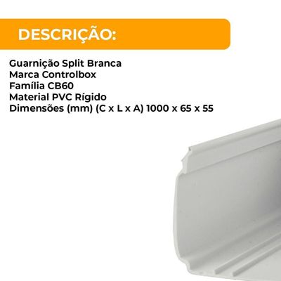 Canaleta Para Dreno Cb60 Split Até 18.000 Btus - Barra 1mt Medidas: 5x6x100cm