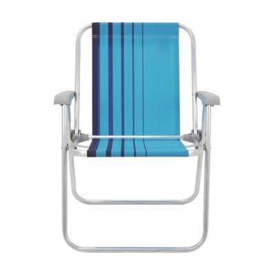 Cadeira De Praia Camping Alumínio Samoa Cores Tramontina Cor:azul Azul