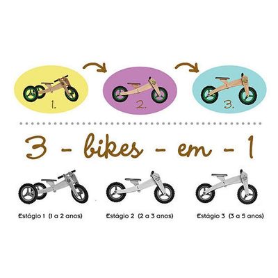 Bicicleta De Madeira Woodbike - 3 Estágios - Vermelho