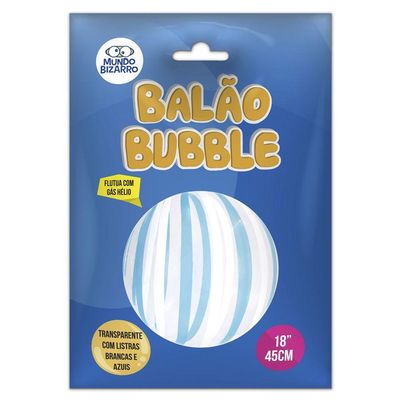 Balão Bubble Estampado Listras Azuis E Brancas - 18 Polegadas