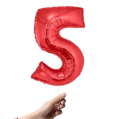 Balão Metalizado Vermelho Número 5 - 1 Metro