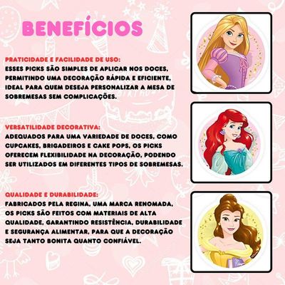 Picks Para Doces Princesas Disney 8 Unidades