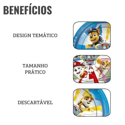 Prato Redondo Patrulha Canina Heróis 18cm - 8 Unidades
