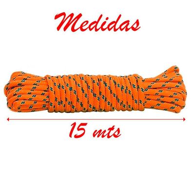 Kit 4 Cordas Laranja Para Amarrar Lona De Caminhão Em Poliéster 15 Metros
