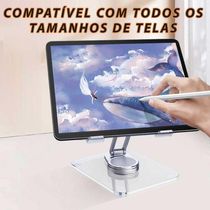 Suporte Para Tablet Acrílico E Alumínio Ajustável 360º Giratório