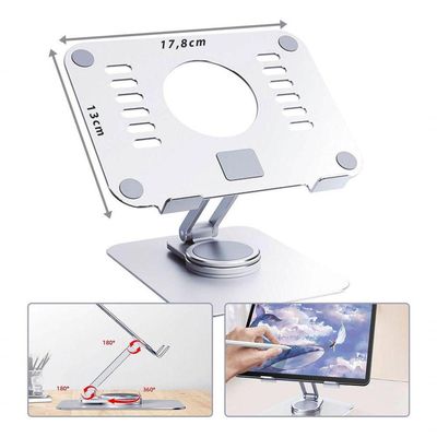Suporte Para Tablet Acrílico E Alumínio Ajustável 360º Giratório