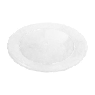 Bandeja Redonda Transparente Com Borda Rendada - 27cm
