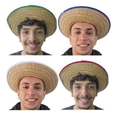 Chapéu De Palha Adulto Texano Festa Junina Com Fita