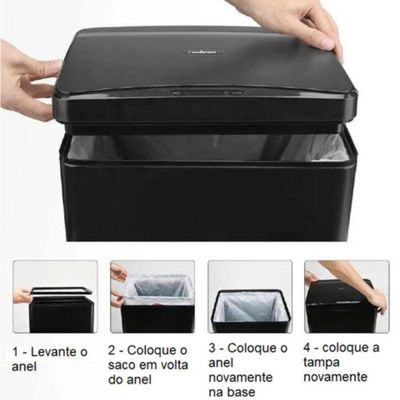 Lixeira Automática Retangular 50 Litros Com Sensor Branca