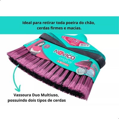 Kit Vassoura + Pá Com Cabo + Rodo 40cm Noviça Bettanin