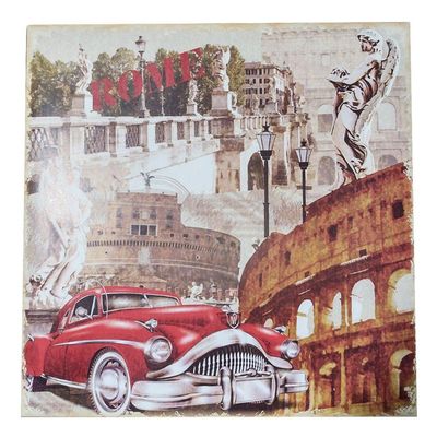 Caixa De Presente Estampada Roma Vintage - 35cm X 9cm