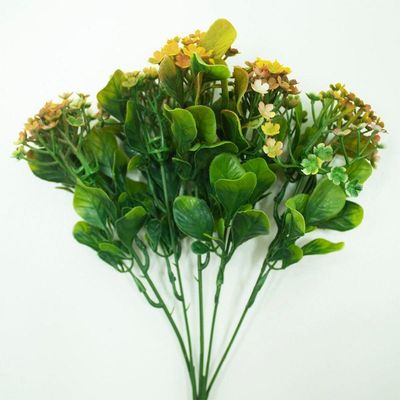 Kit 8 Plantas Kalanchoe Artificial Flor Amarelo Jardim 30cm
