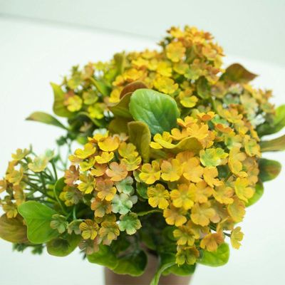Kit 12 Plantas Kalanchoe Artificial Flor Amarelo Jardim 30cm