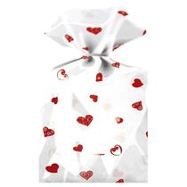 Saco Celofane Corações Vermelhos 25cm X 35cm - 50 Unidades