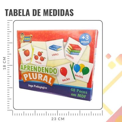 Jogo Pedagógico Aprendendo Plural Em Mdf - 48 Peças
