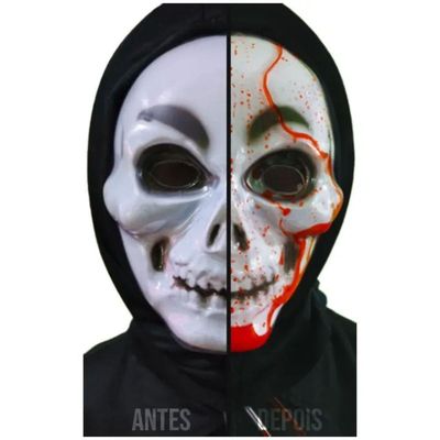 Máscara Caveira Com Sangue Para Fantasias Halloween
