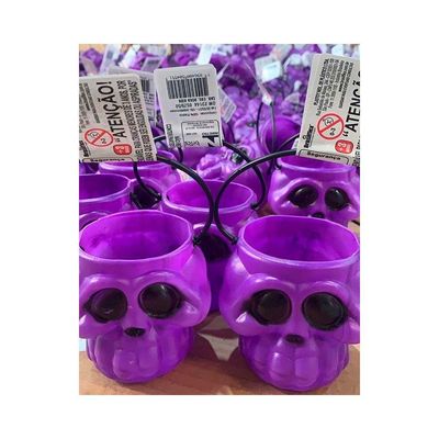 Balde Halloween Cabeça De Esqueleto Roxo