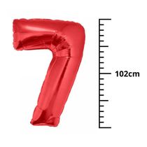Balão Metalizado Vermelho Número 7 - 1 Metro