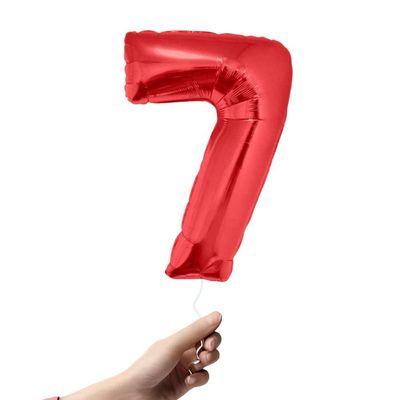 Balão Metalizado Vermelho Número 7 - 1 Metro