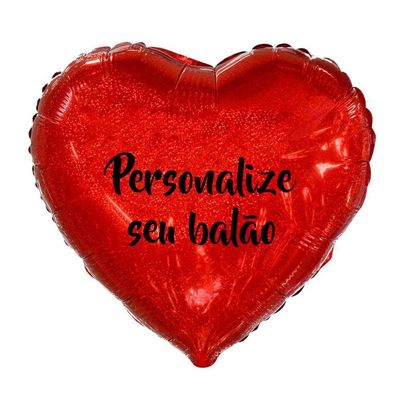Balão Metalizado Coração Holográfico Vermelho - 20 Polegadas