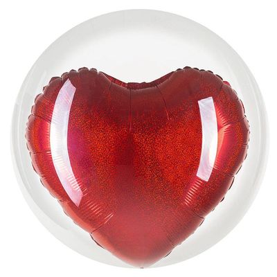 Balão Metalizado Coração Holográfico Vermelho - 20 Polegadas