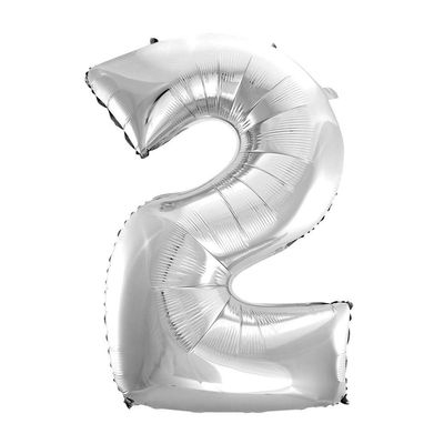 Balão Metalizado Prata Número 2 - 70cm
