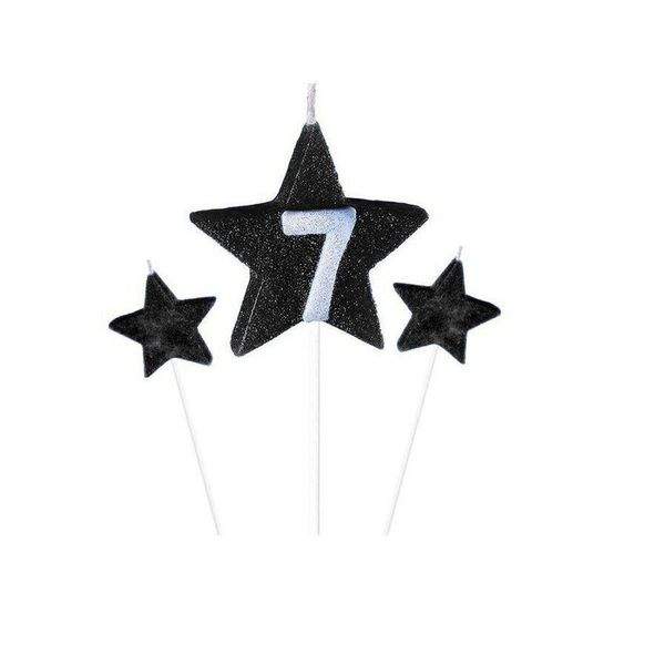 Vela De Aniversário New Star Preto - Número 7