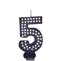 Vela De Aniversário Poá Preto - N5