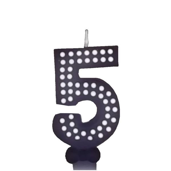 Vela De Aniversário Poá Preto - N5