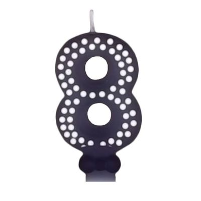 Vela De Aniversário Poá Preto - N8