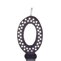Vela De Aniversário Poá Preto - N0