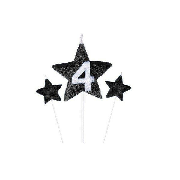 Vela De Aniversário New Star Preto - Número 4