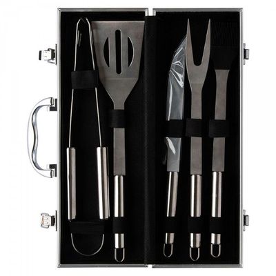 Kit Churrasco Inox 5 Pecas Com Maleta